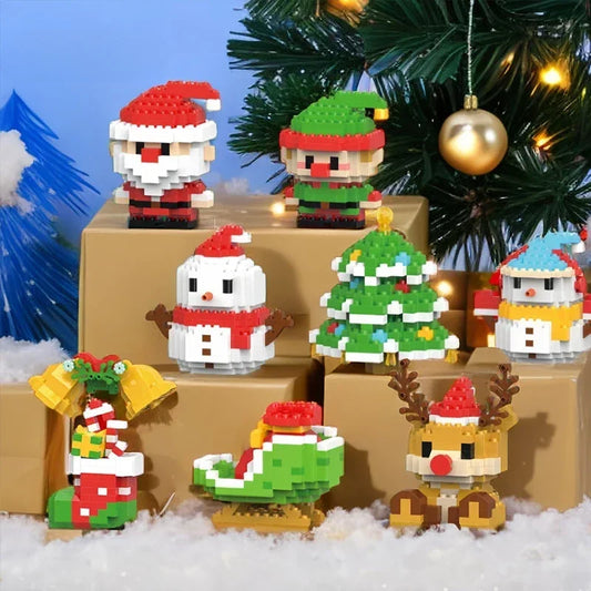 Mikro-Bausteinpuzzle Weihnachtsmann und Rentier