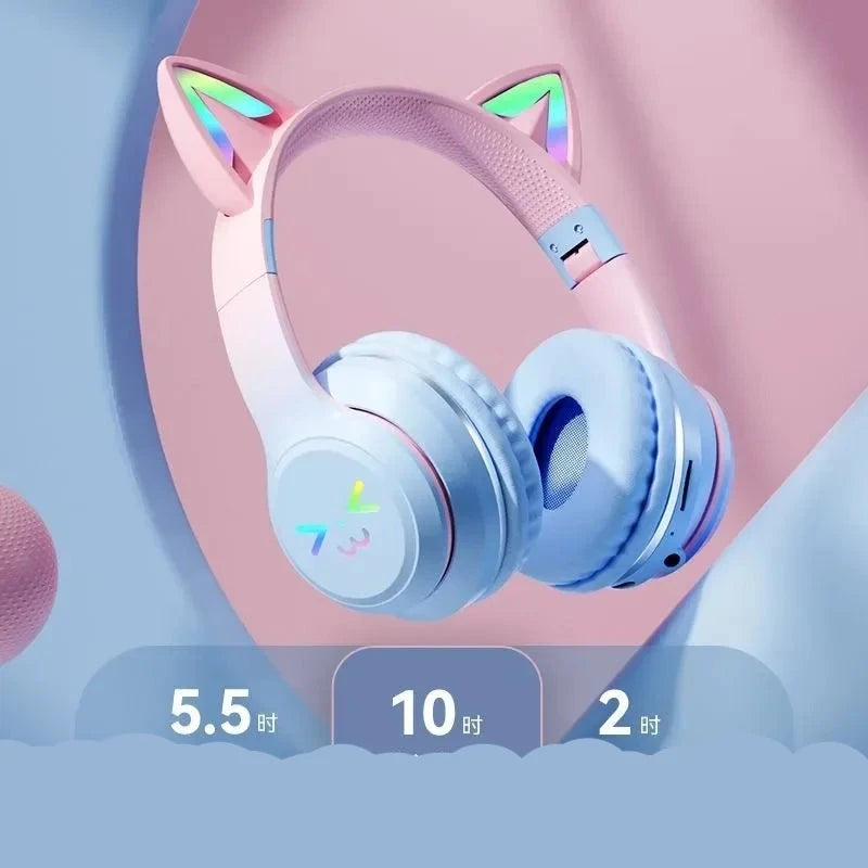 Cute Cat Wireless Headphones for Girls