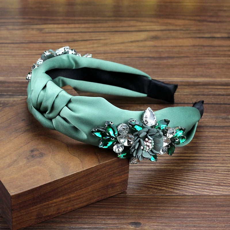 Women's Handmade Rhinestone Bow Crystal Flower Hairbands