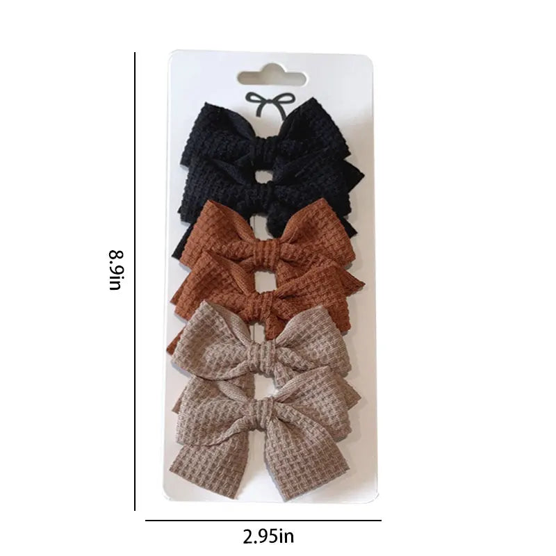 6/10 pinces à cheveux avec nœud en ruban de couleur unie pour enfants