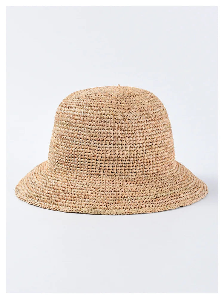 Women's Beach Sun Floppy Fisherman Crochet Straw Hat