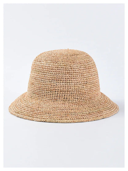 Women's Beach Sun Floppy Fisherman Crochet Straw Hat