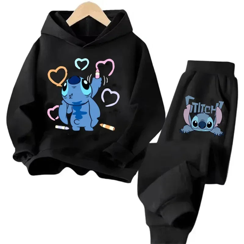 Kid's Stitch Anime Casual Hoodies Set