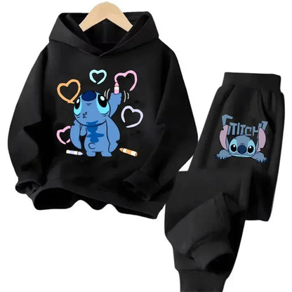 Kid's Stitch Anime Casual Hoodies Set