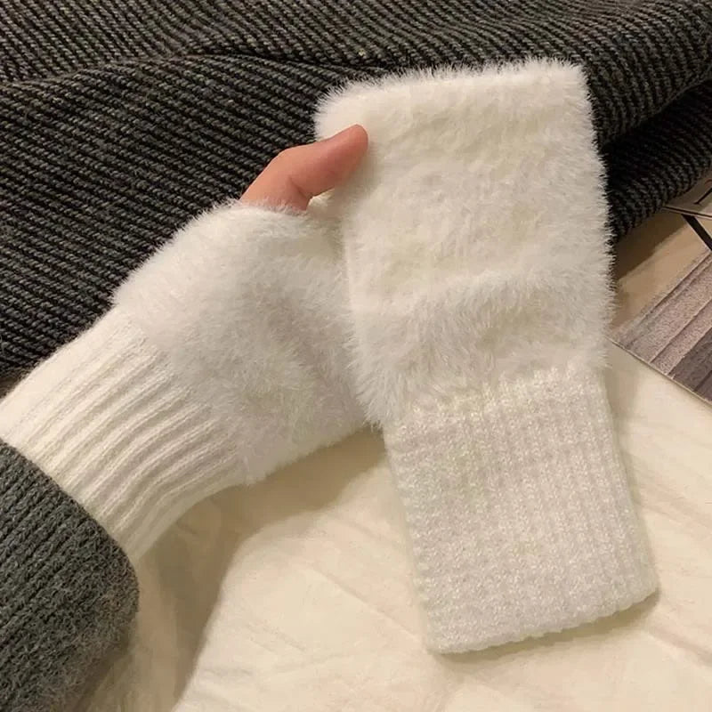 Fleece Winter Half-Finger Gloves