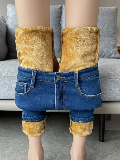 Fleece Velvet Elastic Women's Skinny Jeans