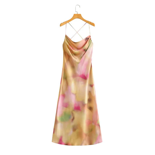 Chic Tie-Dye Pleated A-Line Dress