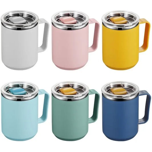 Portable Insulated Stainless Steel Mug with Handle & Lid