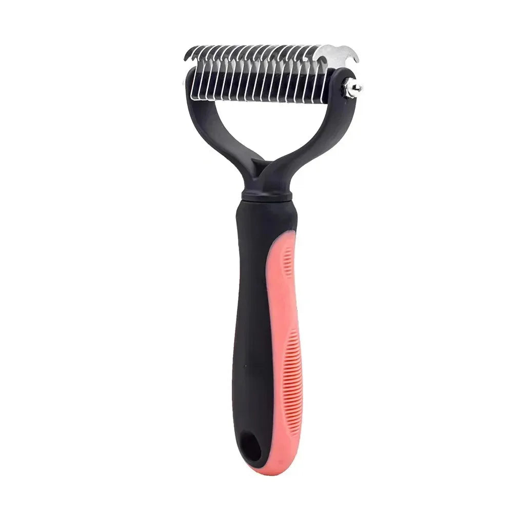 Brosse coupe-noeud double face en fourrure pour animaux de compagnie