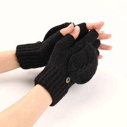 Knitted Fingerless Wool Gloves