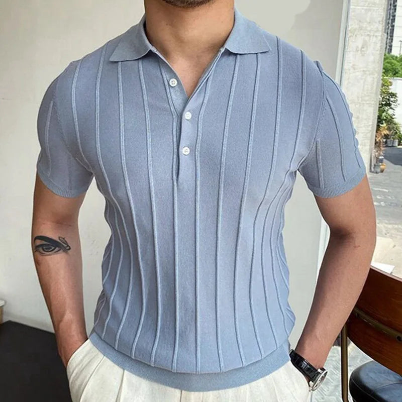 Men's Short-Sleeved Polo Shirt With Lapel Collar