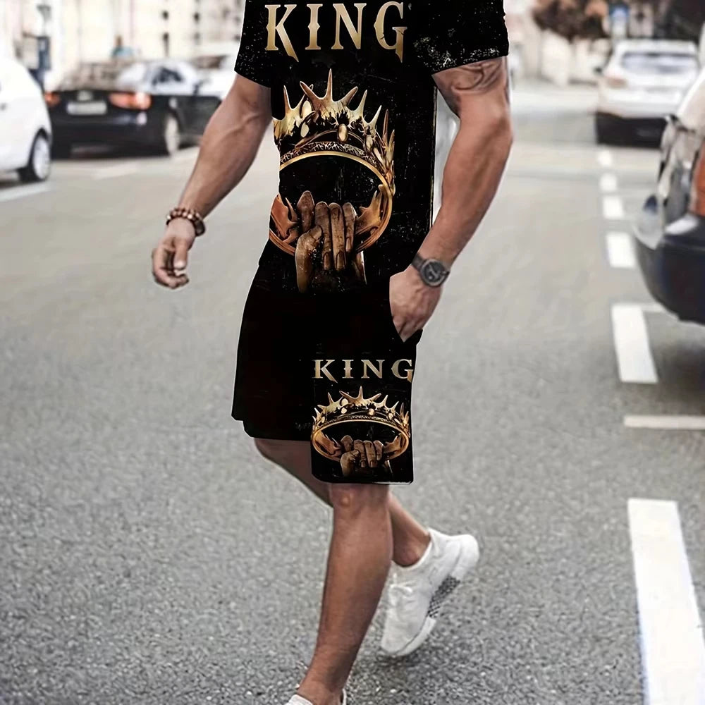 Survêtement imprimé d'été à manches courtes pour hommes