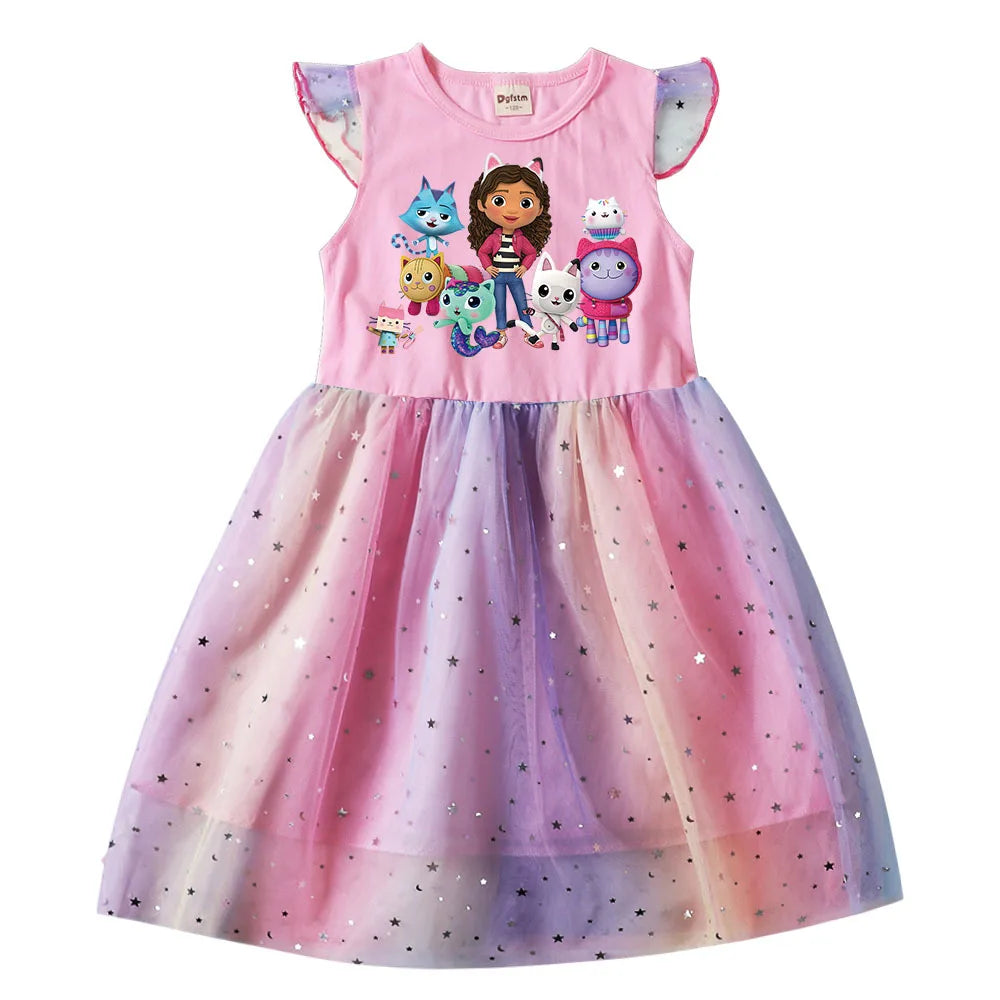 Robe de princesse - Robe en maille arc-en-ciel pour filles