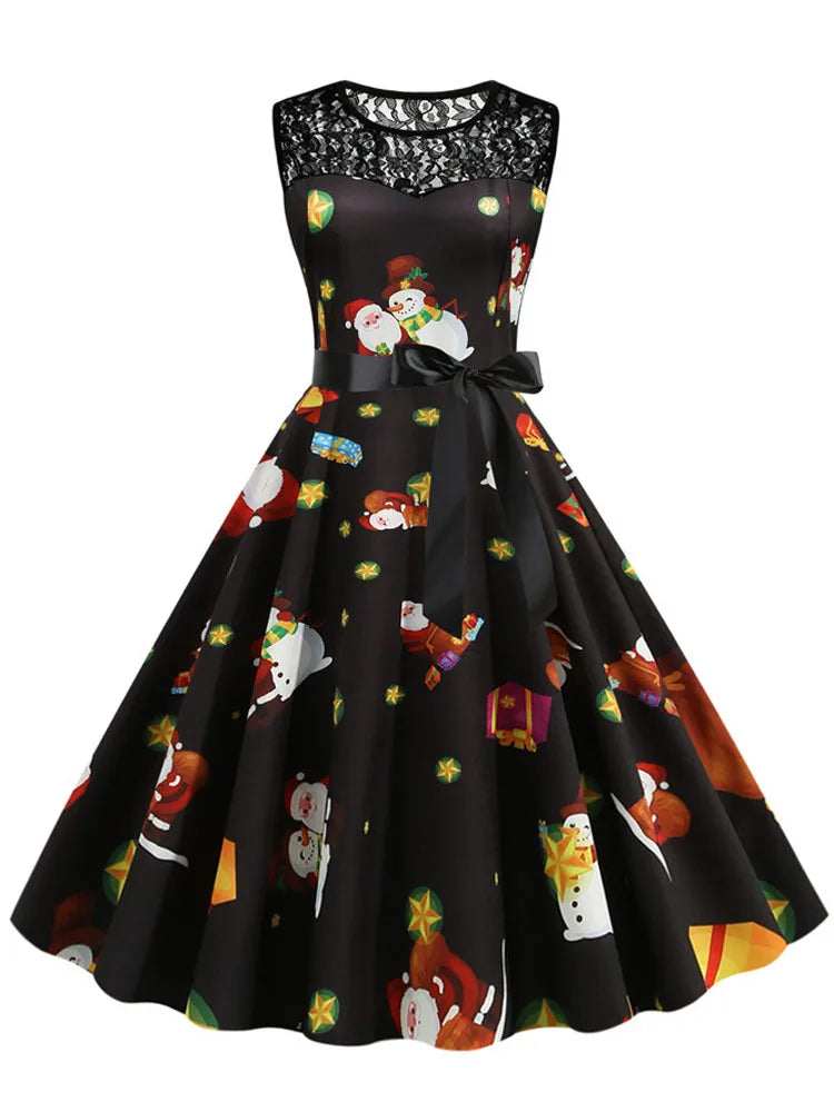 Lace Patchwork Retro Casual Dress