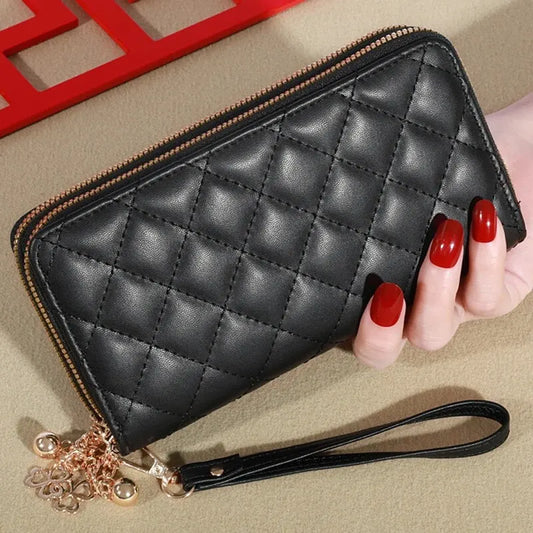 Women's Simple Sewing Line Zipper Coin Clutches