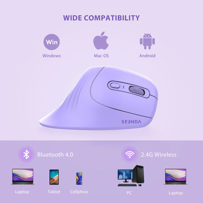 Souris ergonomique sans fil Bluetooth et 2,4G