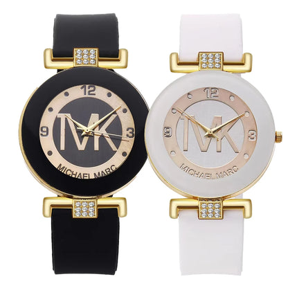 Women's Rhinestone Casual Round Strap Quartz Watches