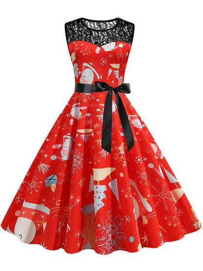 Lace Patchwork Retro Casual Dress