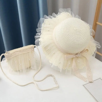 Lace Flower Kids Beach Straw Hat