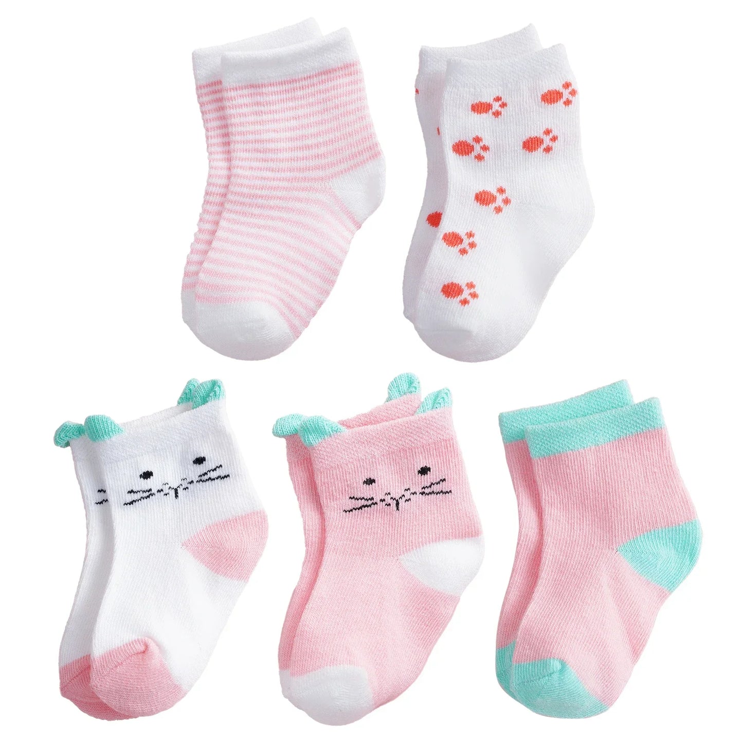 Enfants 5 paires de chaussettes à imprimé animal