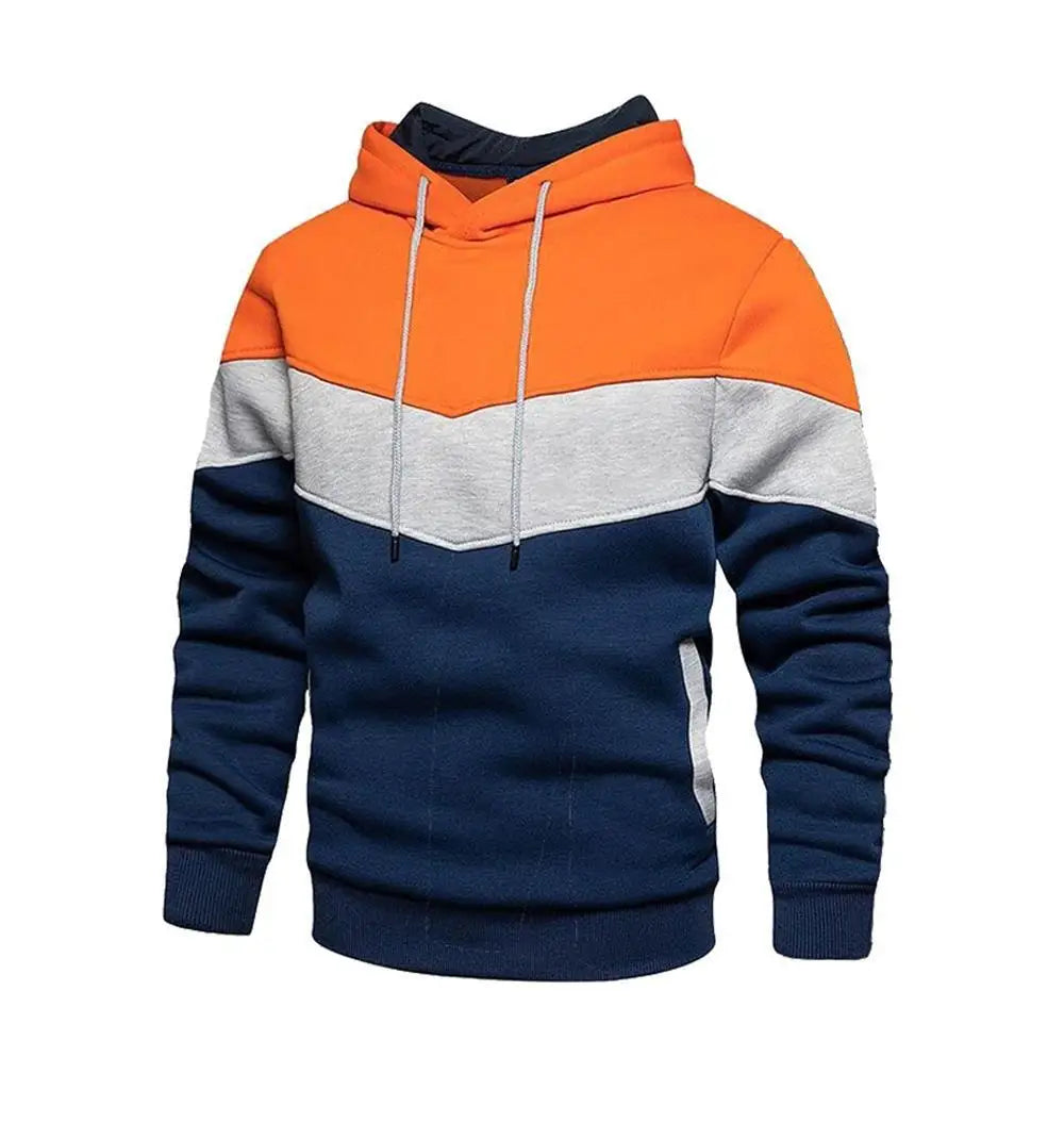 Korean Style Men's Vertical Stripe Color Block Hoodies