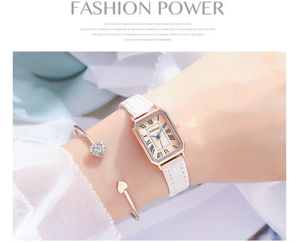 Women's Retro Digital Dial Square Leather Strap Watches