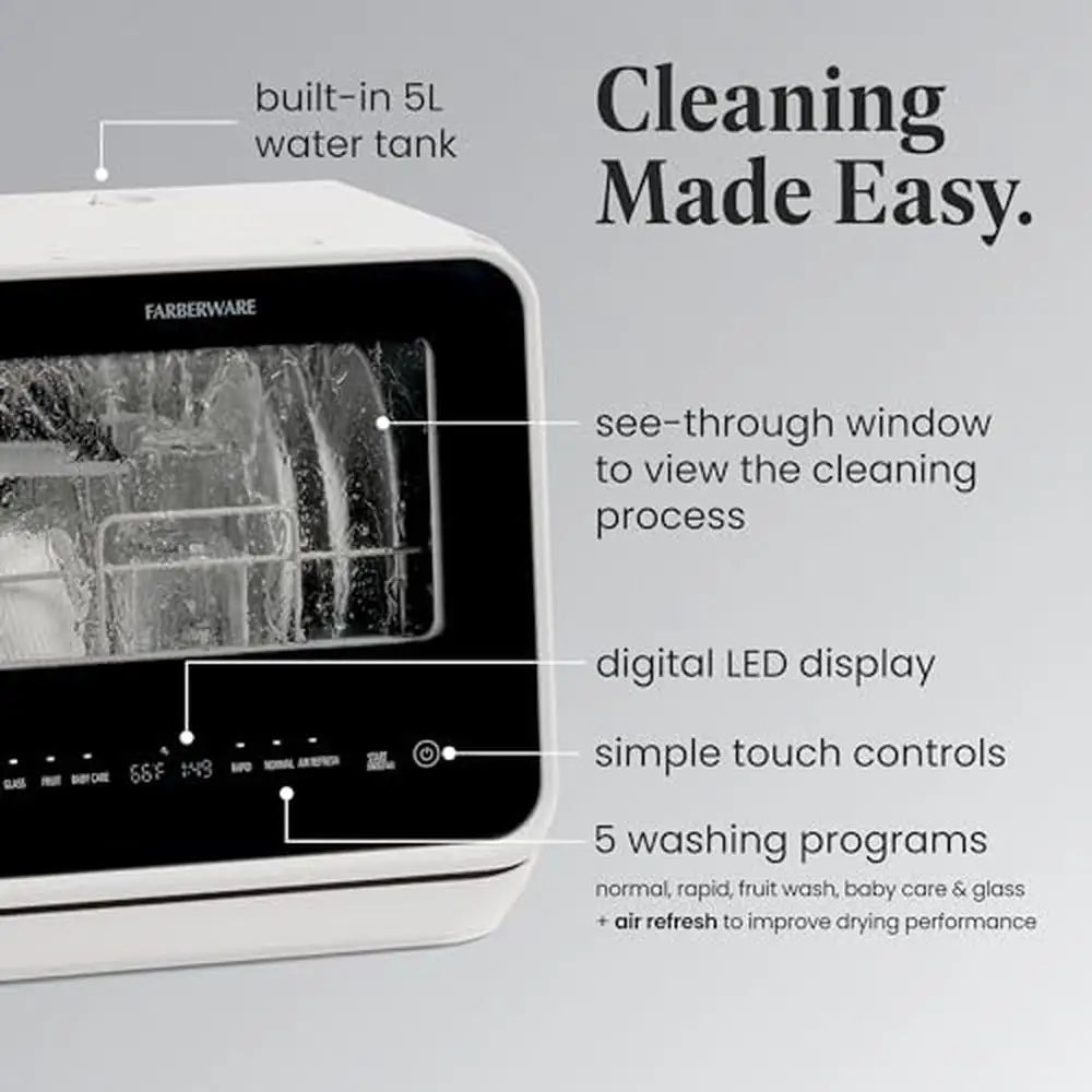 Portable Touch Screen Kitchen Countertop Dishwasher