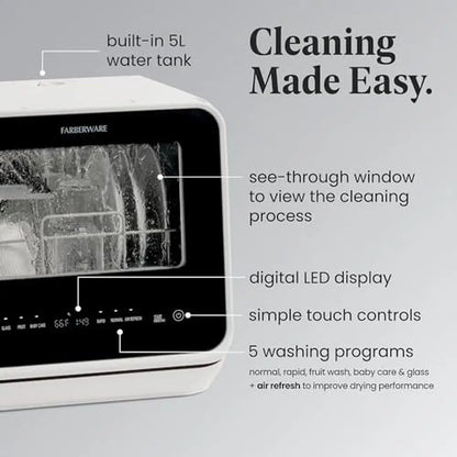 Portable Touch Screen Kitchen Countertop Dishwasher