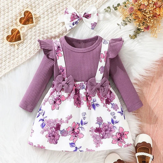 Robe à manches longues pour enfants - Robes formelles mignonnes de princesse florale