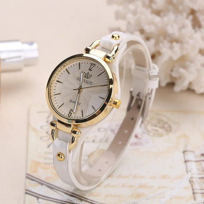 Quartz Women's PU Leather Thin Strap Watch