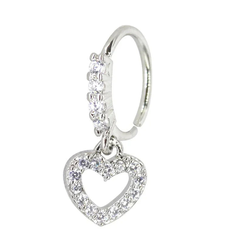 Anneaux de nez pendants en forme de cœur pour femmes