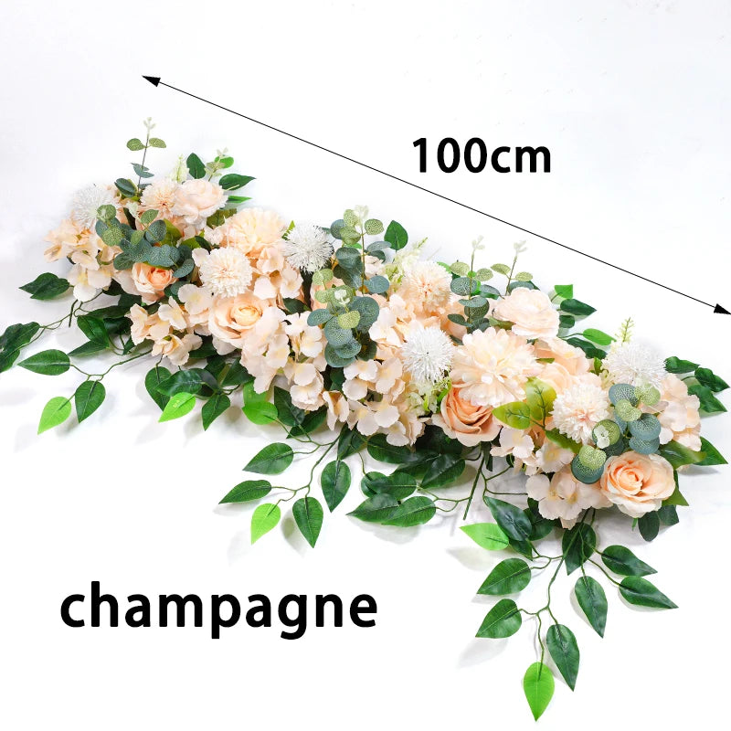 Rangée de fleurs artificielles pour fond de fête de mariage, 100 cm 