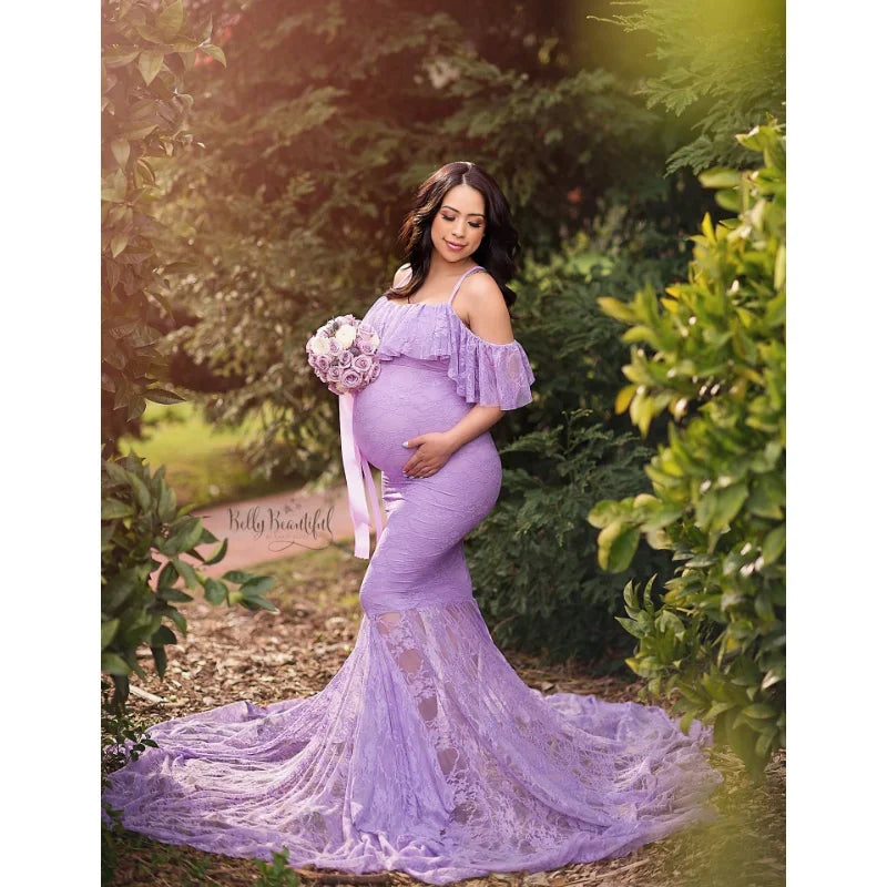 Acrylic Chiffon Lace Maternity Dress
