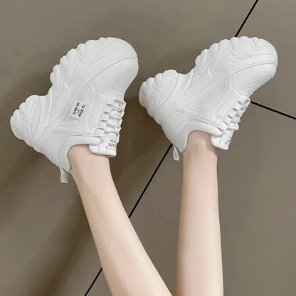 Women's Chunky White & Black Platform Sneakers