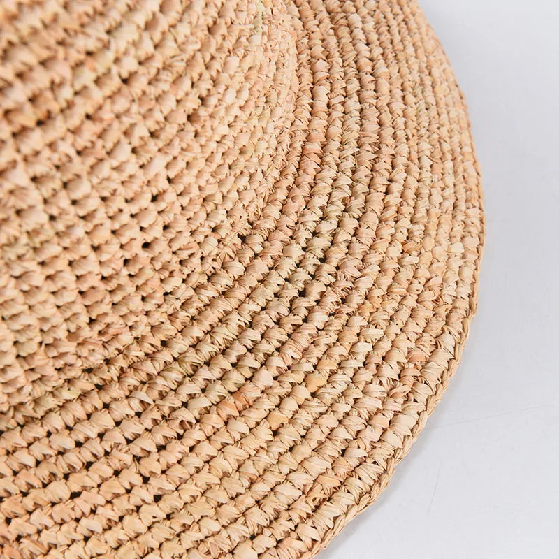Women's Beach Sun Floppy Fisherman Crochet Straw Hat
