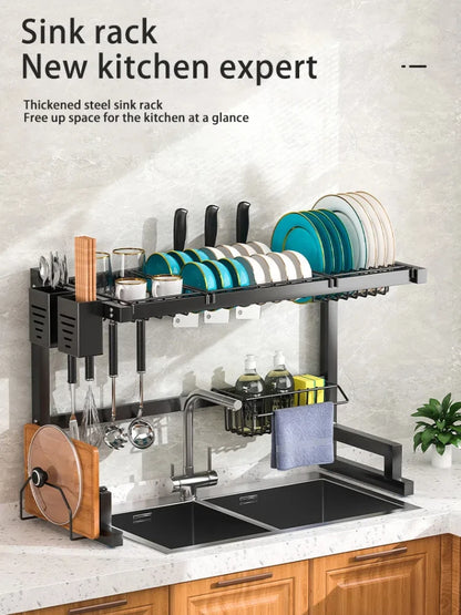 Adjustable Stainless Steel Over-Sink Dish Rack