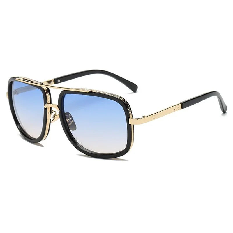 Lunettes de soleil carrées miroir de luxe pour hommes 