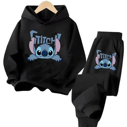 Kid's Stitch Anime Casual Hoodies Set
