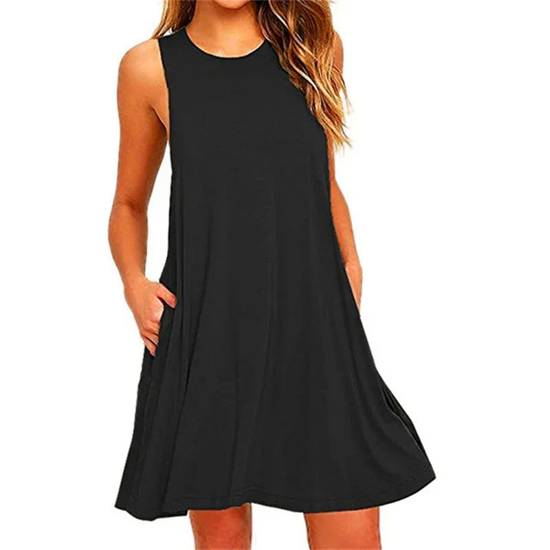 Summer Sleeveless Pleated Dress