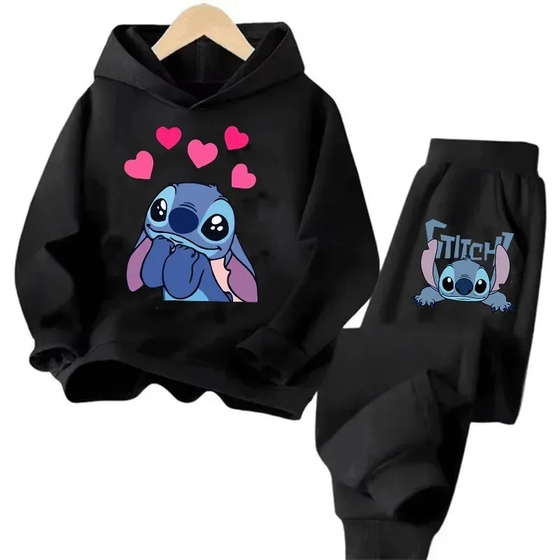 Kid's Stitch Anime Casual Hoodies Set