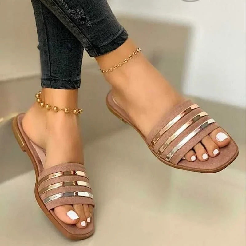 Women's Sequined Flat Sandals