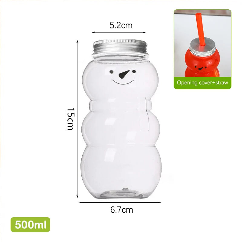 Christmas Snowman Plastic Juice Bottles