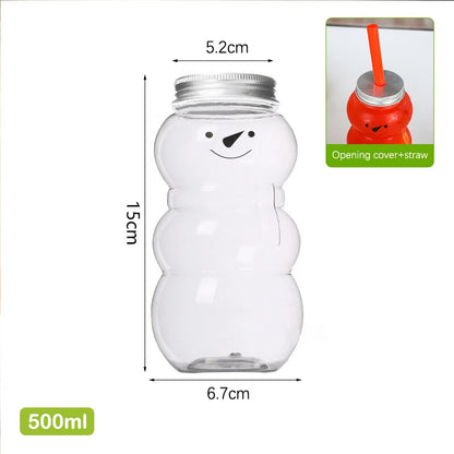 Christmas Snowman Plastic Juice Bottles