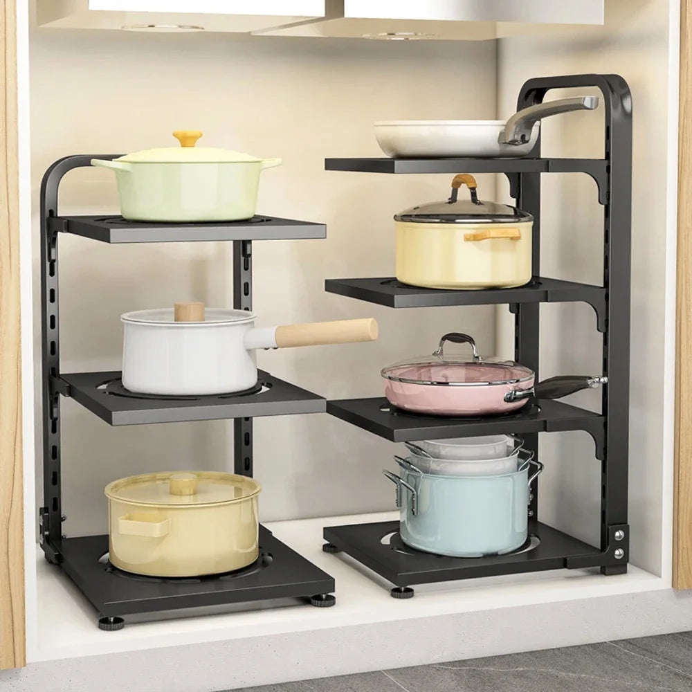 Adjustable Under Cabinet Pot Storage Rack