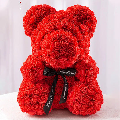 Boîte et lumière fleur artificielle ours en peluche cadeaux de Saint-Valentin