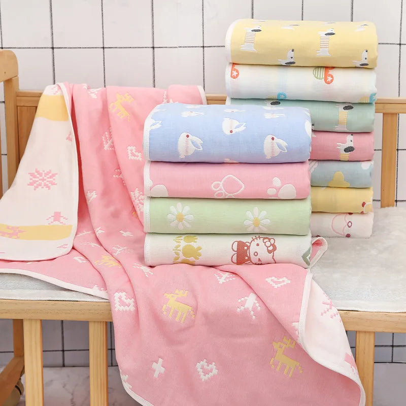 Serviette de bain pour bébé en gaze jacquard à six couches