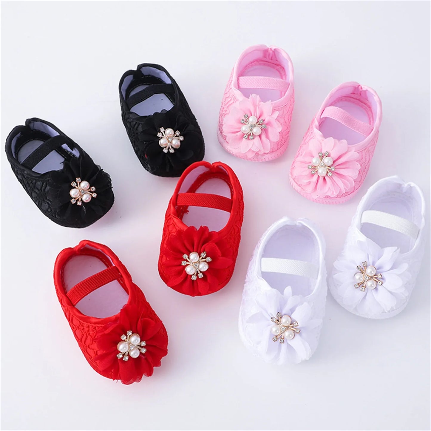 Soft Sole Non-slip Pearl Flower Princes's Shoes