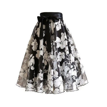 High Waist Bow A-Line Skirt