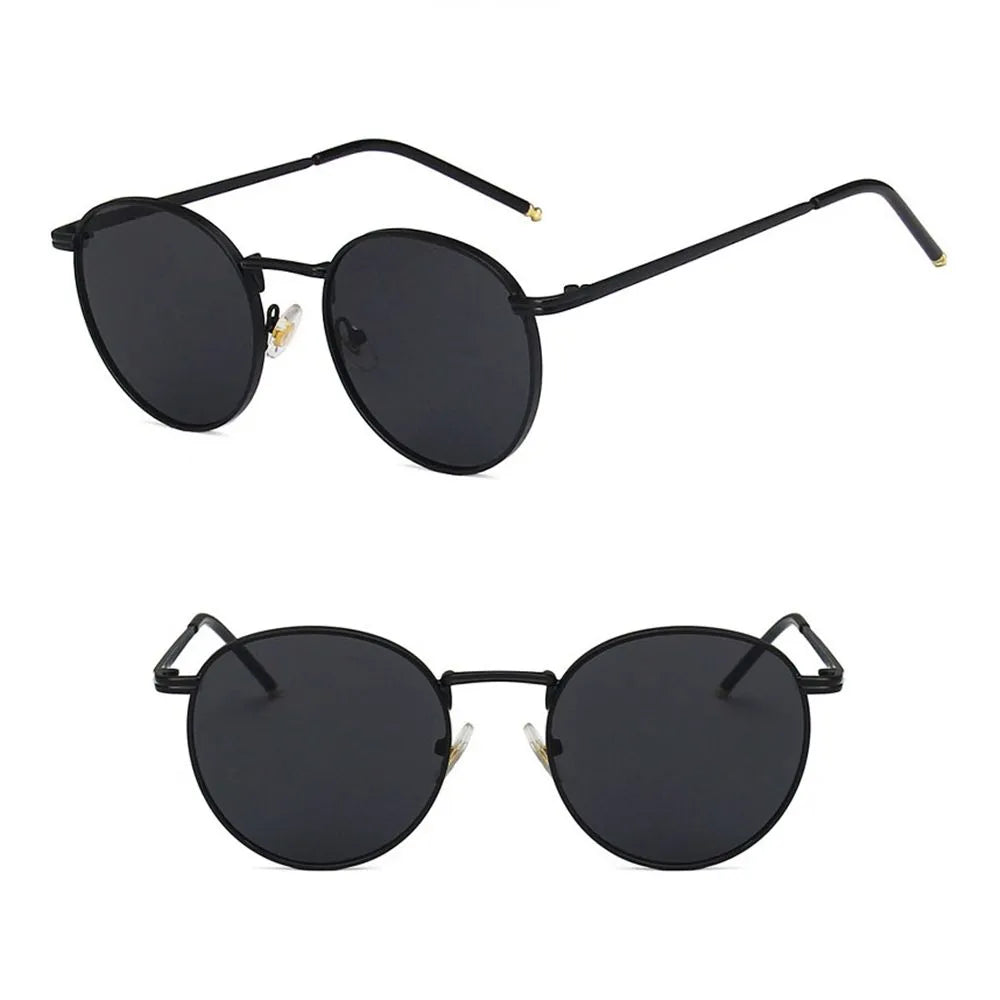 Unisex Metal Frame Shades Round Sun Glasses