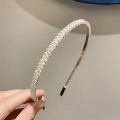 Bandeau à cheveux rond chic fait main pour femme, orné de perles 